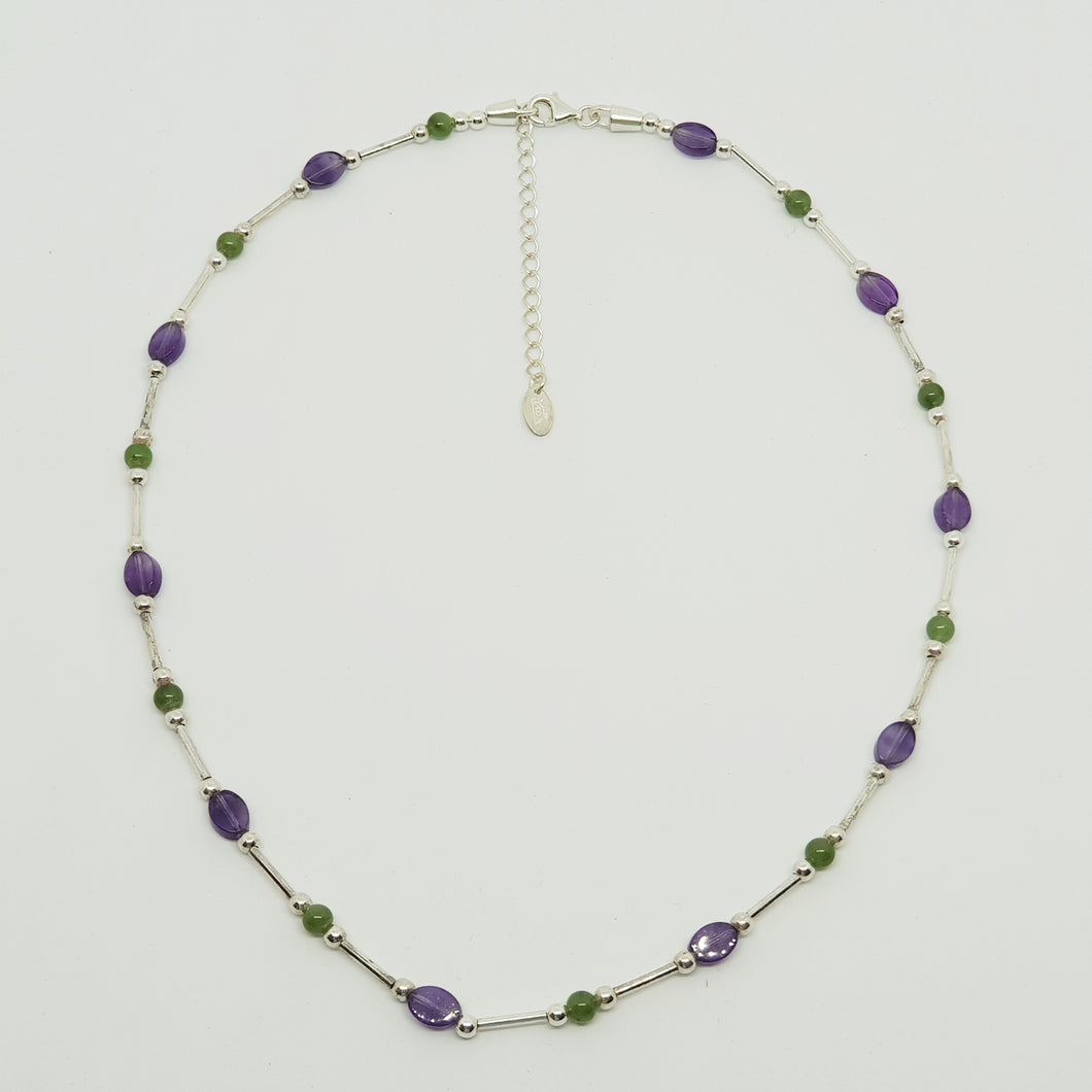 925 Sterling Silver Necklace made with real stones